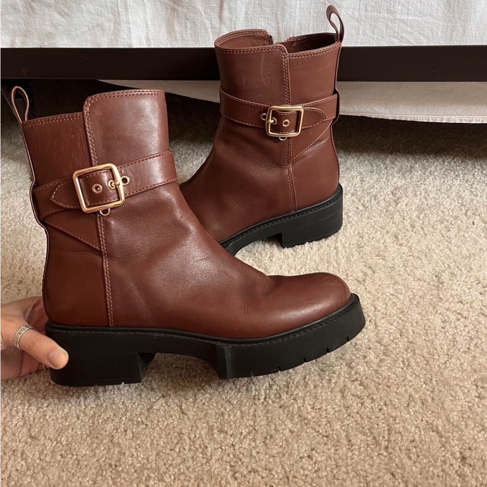 Coach Brown Mid Calf boots with buckle